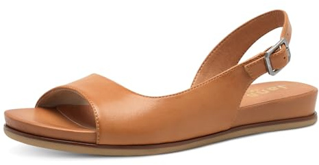 Jana Damen Sandalen flach mit verstellbarem Riemen Vegan, Braun (Tan), 37 EU
