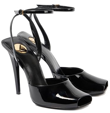 THESHY Womens Sandals Square Open Toe Stiletto High Heels Leather Ankle Strap Sandals Peep Toe Backless Buckle Dress Party Fashion Shoes for Women