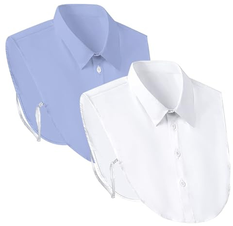 EUPSIIU 2 piezas de cuello falso desmontable para mujer, medio cuello de camisa falso, cuello de dickey, blusa para mujer, cuello para suéteres, ropa sin cuello