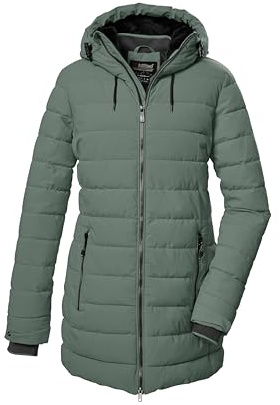 killtec dam quiltad parka/parkas med huva KOW 55 WMN QLTD PRK, gröngrå, 46, 41809-000
