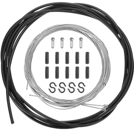 sourcing map Bicycle Shift Cable Housing Set Universal Bicycle Brake Gear Shifter Transmission Cable Cycling Shift Wire Housing Replacement Kit for Road Mountain Bicycle Cycling, Black