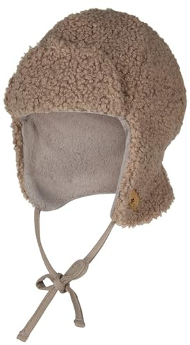 Sterntaler Fliegermütze aus Teddy mit Ohrenklappen und Bindebändern – gefüttert mit Baumwollfleece – Jungen – warm und weich – Mütze für Baby und Kinder, braun, Größe 47