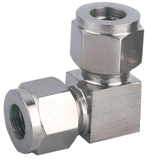 Conector de acoplamiento de virola de acero inoxidable, codo de 90 grados, adaptador de tubo de compresión de dos vías para aceite, agua, gas (Φ12-Φ12)