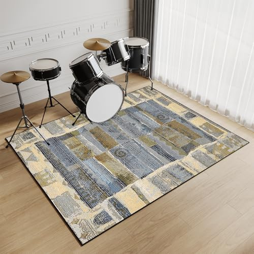 Tapis de Batterie 120x180cm,Tapis Batterie Antidérapant,Tapis pour Batterie et Percussions,Tapis Batterie Acoustique,Tapis Insonorisant pour Batterie,Tapis Batterie Electronique (Multicolore 79)