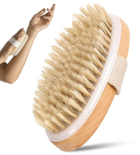 Spazzola Corpo a Secco Setole Naturali,Spazzola per il corpo asciutto,per il corpo Spazzola Esfoliante Spazzola da Bagno in Setole Naturali,Spazzola per Pelle Secca e Massaggio