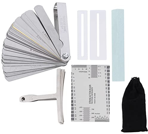 HISUEKIG Set di Strumenti di Chitarra, Telemetro in Acciaio Inossidabile, Adatto per Chitarra Elettrica, Basso, Banjo, mandolino. Kit di Strumenti Completo per Corda