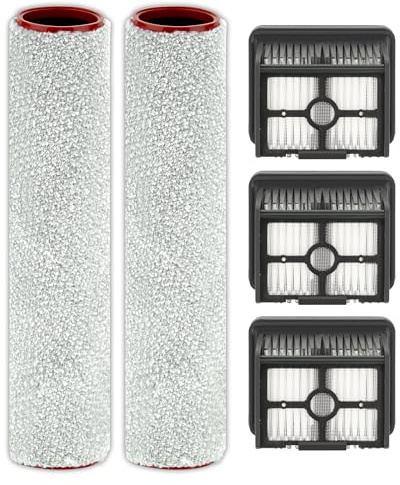 (5 Pack) H15 Pro Replacement Brush Rollers and HEPA Filters for Dreame H15 Pro/ H15 Mix/ H12 Pro FlexReach Wet Dry Vacuum Cleaner, 2 Brush Rollers (Excluding Handle), 3 HEPA Filters【NOT for H12 Pro】