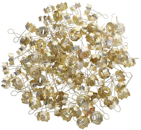 GARVALON 100 St Julgransdekoration Kapslar Plast Runda Ornamentlock Ersättning för Porslin Julpynt DIY Metal Xmas Cap Enkel Installation Robust Design Guld