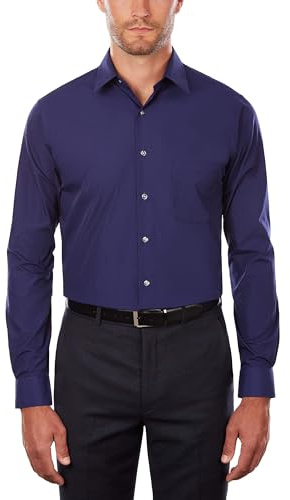 Van Heusen Tall Fit Dress Shirts Poplin Camisa de Vestir, Azul Persa, 48 cm Cuello 89 cm-91 cm Manga para Hombre