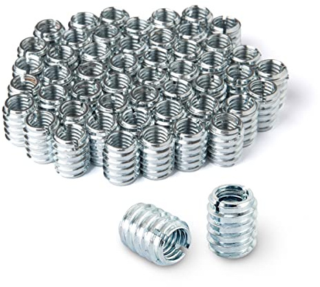 POWERTEC 50 Pcs 3/8”-16 Threaded Inserts for Wood | Nut, Screw Inserts, Suitable for Hardwood, Softwood, Plywood, Woodworking and Wood Furniture | 18mm Length (QTI1004)