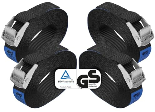 BB Sport Spännband Spännrem Remmar Spänne Svart 250 kg 4 stycken 2,5cmx4m