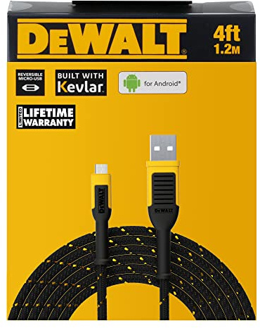 DEWALT Reinforced Braided Cable for Micro-USB, 4 ft.