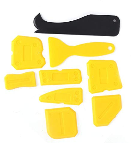 Dissolvant de mastic, 9 pièces Kit d'outils de calfeutrage Kit d'outils de dissolvant de mastic de silicone avec outil de finition de mastic de dissolvant de calfeutrage