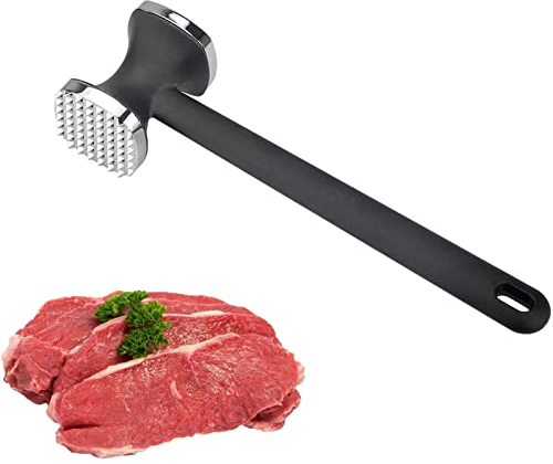 XIONGXIAOZHI Batticarne in Acciaio Inox Professionale | Martello di Carne Bifacciale per Appiattire e Ammorbidire | Manico in Silicone Antiscivolo