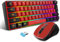 Snpurdiri Set tastiera al 60% senza fili, tastiera e mouse combo, include 2,4 G Small Mini 60% Merchanical Feel, design ergonomico Vertical Feel Mouse (BlackRed)