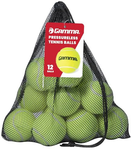 Gamma Pressureless Tennis Balls for Tennis Practice and Lessons, Longer-Term Durability and More Bounce Than Standard Tennis Balls, Yellow, Bag of 12