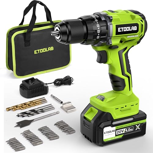 Akkuschrauber Set 45pcs, ETOOLAB Akku-Bohrschrauber mit 4,0 Ah 𝑴𝒂𝒌𝒊𝒕𝒂 Akku Kompatibel, 70Nm[Professionell]Akku Schlagbohrschrauber Set,3-in-1 Akkuschrauber/Bohrschrauber/Schlagbohrschrauber, 18V