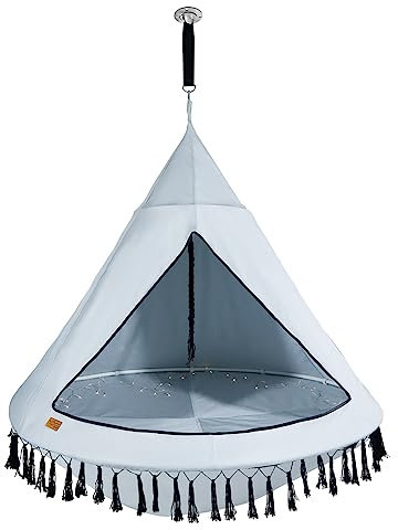 CCLIFE Nestschaukel mit Zelt Ø 150 cm Schaukel Indoor & Outdoor Hängehöhle Hängezelt für Kinder & Erwachsene Max.120kg in Grau