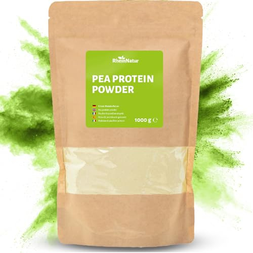 RheinNatur Polvere di proteine dei piselli 1 kg – Polvere proteica vegana – Polvere proteica per frullati proteici, frullati e altro ancora – Proteine vegetali – Sacchetto da 1000 g