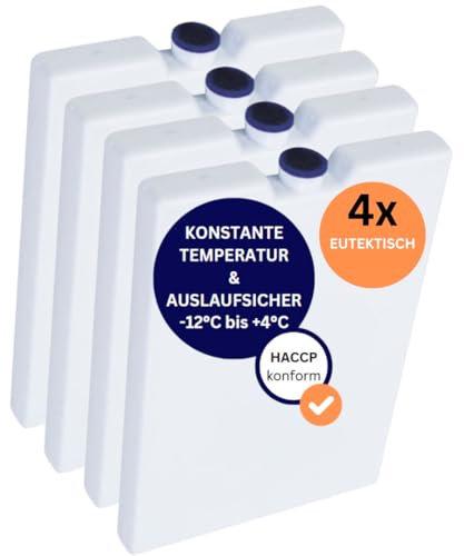 getgastro 4 batterie refrigeranti per frigoriferi, borsa termica (eutettica), a prova di perdite e riutilizzabili, per campeggio, catering e attività all'aperto, cuscinetto refrigerante per trasporto