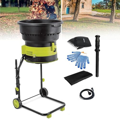 JJENXYYDS Trituradora de Hojas portátil para jardín de 2500 W, trituradora de abono sin Cuchillas, con Ruedas y Bolsa de Almacenamiento, para desechos de jardín, Hojas y Ramas,20m-Power-Cord