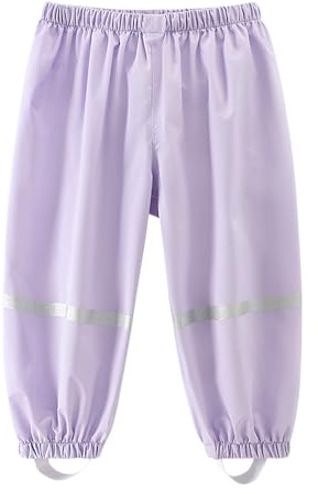 Dioshark Pantalon de Pluie et Boue pour Enfant Imperméable Surpantalon Réfléchissant Non Doublé Violet Coupe-Vent Léger Respirant Séchage Rapide Pantalon Vélo Trekking Marcher pour Filles 5-6 Ans