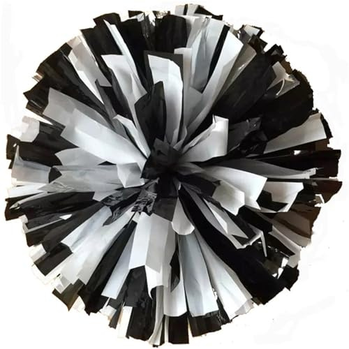 USOHJZ Cheerleading Pompons 4 st cheerleading poms med ringar handtag, 32 cm, cheerleader pom, icke-blekande (svart vit)