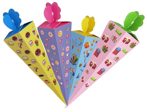 GWAWG 8 Stück Schultüte Einschulung Mini Zuckertüte Mädchen Jungen 17cm Bunt Klein zum Befüllen, Schultüte Geschwister für Schulanfang Einschulung Party Schulanfang Deko Schulkind Geschenk