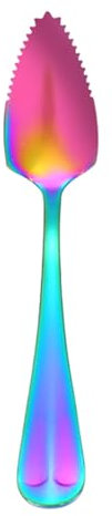 Cuillères à pamplemousse | Paveules de dessert en acier inoxydable de 6,1 pouces | Placage antiadhésif pour Kiwi | Cuillère de fruits dentelée pour agrumes, kiwi, fruit du dragon - 304 acier, poignée