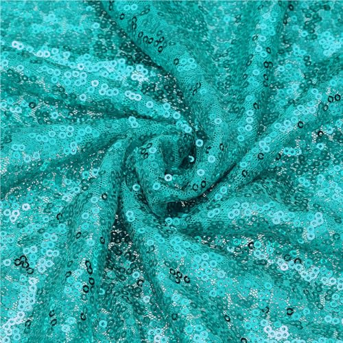sourcing map Sky Blue Sequin Fabric, by The Yard, 1 Yard Length 4.3ft Wide Sequin Velvet Fabric Shiny Sparkly Cloth for DIY Sewing, Dress, Backdrop, Tablecloth, Table Runner