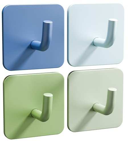 DEKAZIA® Kleiderhaken Kinder 4er-Set Jungen Blau-Grün | Kindergarderobe Haken Garderobenhaken Wandhaken Kinderzimmer Klebehaken selbstklebend ohne Bohren