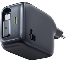 45 W USB C-laddare, baseus Enercore laddare med USB C-kabel, iPhone iPad laddare, PPS-snabbladdning strömförsörjning för iPhone 17/16/15/14/13/12 Pro Max Air, Samsung Galaxy S25, pixlar, utdragbar