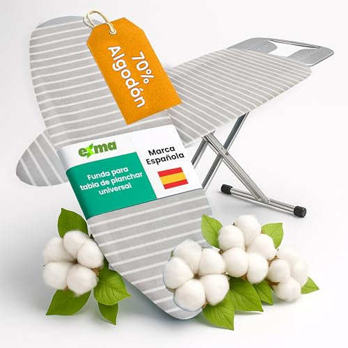 Exma Funda Tabla de Planchar Plegable - Funda Tabla Planchar Ajustable Funda Plancha Universal Ajustable - Funda Mesa Plancha Funda de Planchar Ajustable - Funda Tabla de Planchar 140x50 - Rayas Gris