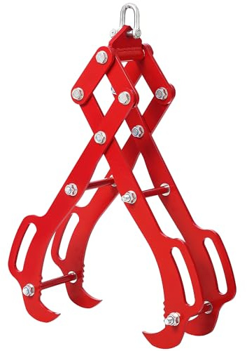 GarveeHome 28 Logging Tongs with 4 Claws, Log Grapple Hook for Timber and Firewood, 360 Degree Swivel, Heavy Steel Log Grabber for Tractor, Skidder, Material Handling, 3000LB Capacity, Red