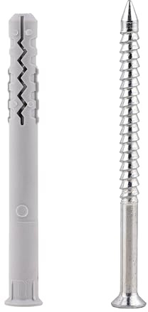 MIVOS Taco de percusión de Montaje rápido con Tornillo, Embudo - 10 x 100 mm - 5 Unidades - Tacos con Tornillo para Clavar - Taco para Clavar - de plástico