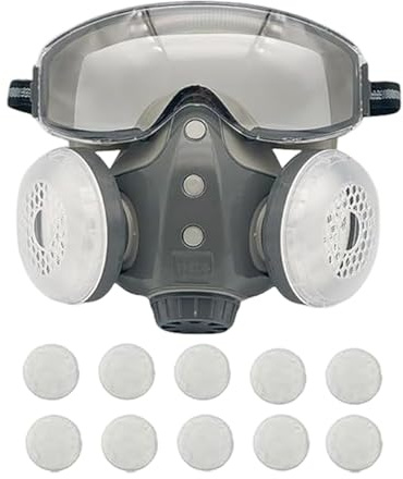 Respirator Masque - Protective Filter, 23x18x10cm Safety Masque for Woodworking Tasks, Full Face Shield with Goggles, Construction Gear, Integrated Respirator for Welding Jobs and Grinding Work