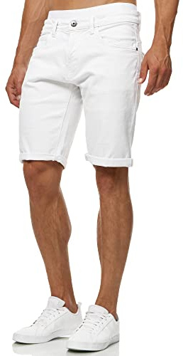 Indicode Hommes Caden Jeans Shorts | Pantalon Court en Jean à 5 Poches Offwhite L
