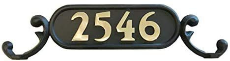 GSi Williamsburg Decorative Mailbox Address Plate | Door Number Plate - Style 1 (Charleston) Cast Aluminum | Flat Black Finish with Stainless Steel Hardware | Numbers Sold Separately