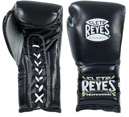 CLETO REYES Traditional Professional-Grade Boxing Gloves with Laces for Training, Sparring and Heavy Punching Bags for Men and Women, MMA, Kickboxing, Muay Thai, 14oz, Black CRE