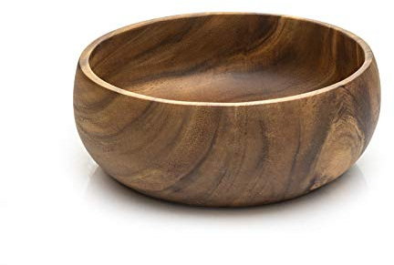 Yandoc Holzschüssel Salat Schüssel aus Holz - versch. Größen – Salatschüssel aus Akazienholz (20x7cm)
