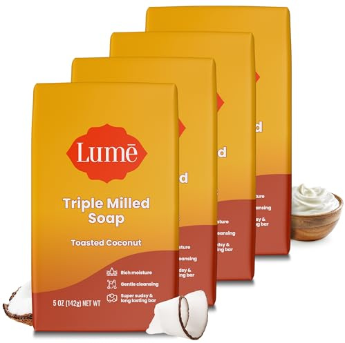 Lume Triple Milled Bar Soap - 5 oz, 4 pk (Toasted Coconut)