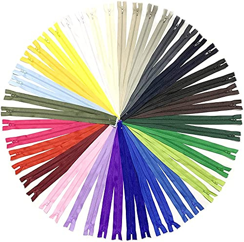 DOITEM 48 st flerfärgade dragkedjor i nylon för sömnad och hantverk, 24 färger, 15 cm