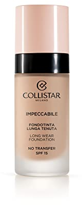 Collistar Impeccabile Fondotinta Lunga Tenuta, No Transfer, SPF 15, Idratazione Immediata, Fino a 120h, Finish Matte Naturale, Effetto Seconda Pelle, Coprenza Modulabile, 30ml