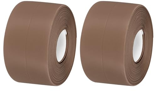 sourcing map 2 Stück Selbstklebend Kantenschutz Leisten - 3.2m x 38mm x 0.8mm(LxWxH) Flexible Zierleisten Sockelleiste Weichsockelleiste für Türen, Fenster, Wände, Küche, Fliesen - Braun
