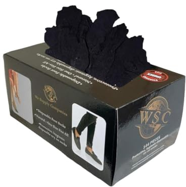 We Supply Companies Ltd Disposable Try On Socks - Premium Grade Hygienic Disposable Foot Try on Socks Dispenser Box of 144 (One size fits all BLACK)