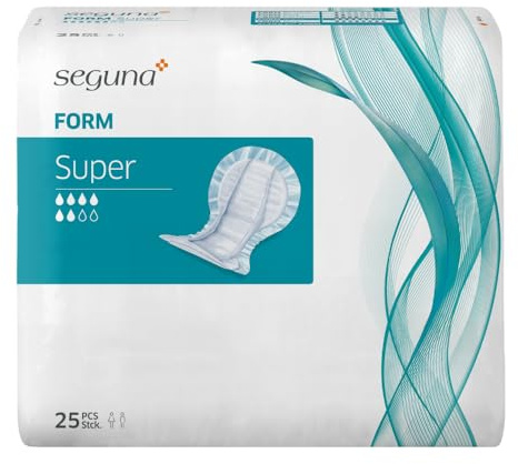 SEGUNA Form Super, Inkontinenzvorlagen für Frauen und Männer, Anatomische Vorlagen bei mittlerer Inkontinenz, Stuhlinkontinenz (Beutel (25 Stück))