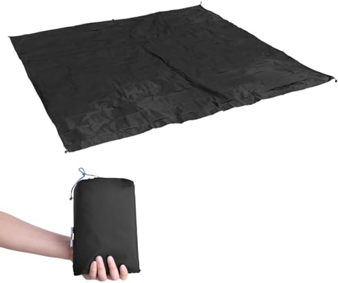 TRIWONDER wasserdichte Zeltunterlage Zeltplane, Tarp für Hängematte, Zeltteppich Vorzeltteppich für Ourdoor Camping Sandstrand (Schwarz, S)