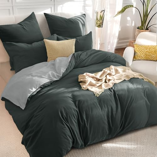 RUIKASI Bettwäsche 220x240 Anthrazit Grau 3teilig - Wendebettwäsche Bettbezug 220 x 240 mit Reißverschluss, Oeko-TEX Mikrofaser Bettwäsche Sets, Weich und Bügelfrei