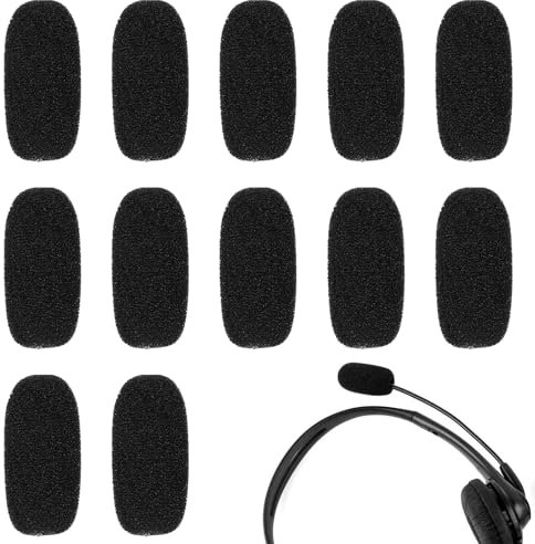 12 Stück Ersatz-Windschutz Für Mikrofon Und Headset Aus Schaumstoff, Mikrofon Schaumstoff Lapel Headset Mikrofon Schutz Abdeckungen Minimikrofon Headset Windschutzscheibe Für Unterricht Treffen Schwar