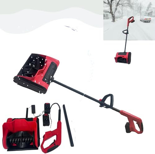 Hooha Abnehmbar Elektrische Schneefräse mit 21V Akku 2.0Ah*2 & Einzelperson/Kleine Familie/Gemeinschaftsunterkunft Schneeräummaschine Arbeitsbreite 32cm & Schneehöhe 15cm & Schneebürste 15cm